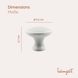 heimzeit Cabinet Knobs for Doors, Drawers and Dressers Made of High-Quality Aluminium [Pack of 8, Round Large] Colour: White, Stylish Design, Furniture Knobs with Single Hole Handle and Screws