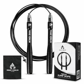 High Speed Rope - Professional Self-Locking & Adjustable, Adult Speed Jump Rope, 2 x PU coated Steel Ropes & Travel Bag,Jump Rope for Crossfit, Boxing