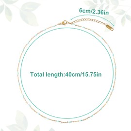 Mikovivi Beaded Necklace for Women, Gold Chain Necklace Dainty Azure Bead Necklace Bohemian Summer Choker Necklace Jewelry Gifts for Women Girls