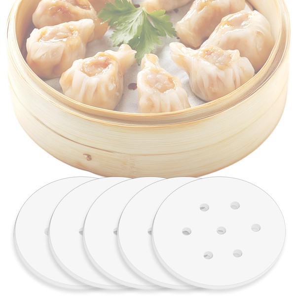 200Pcs Bamboo Steamer Paper, Round Bamboo Steamer Liner with Holes