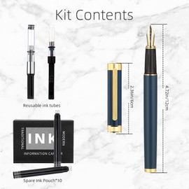 Zalantan Fountain pen,Luxury pen,Nice pen gift pure copper heavy feel Office Executive Pen Smooth Writing Pens for Men Funcy Pens with Gift Case 10 black cartridges medium nib