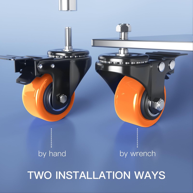 Stem Caster Wheels 2 inch Heavy Duty, Swivel Threaded Stem