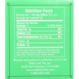 Triple Leaf Tea, Ginkgo & Decaf Green Tea, 20 Tea Bags 1.27 OZ (Pack of 6)