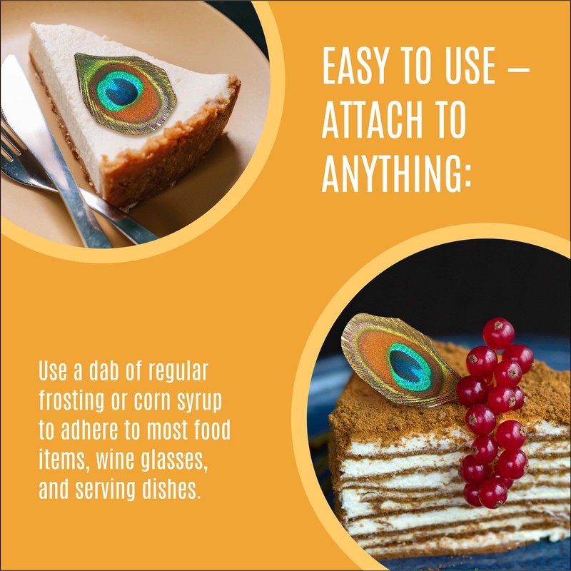 Edible Peacock Feathers - Set of 12 - Cake Decorations,