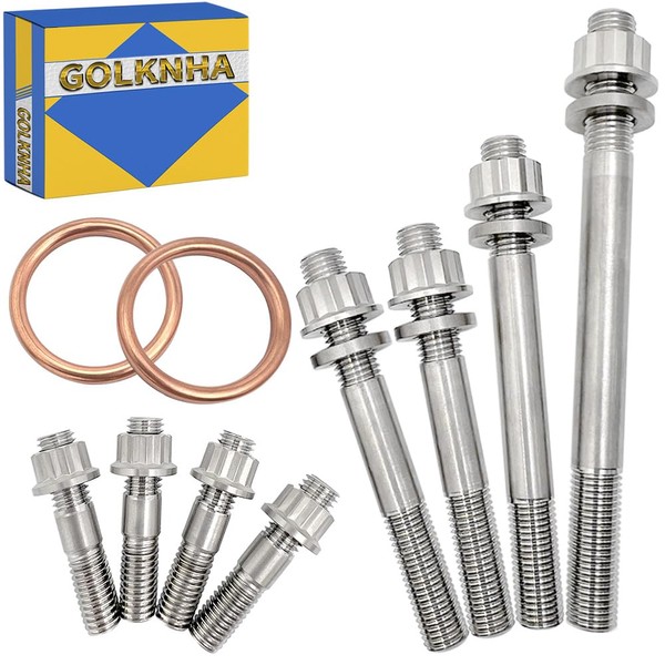 GOLKNHA Cylinder Head Titanium Head Stud Bolt Nut Kit Set