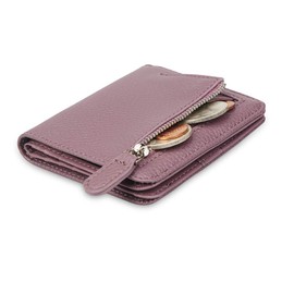 FT FUNTOR Small Wallet for Woman with Card Ladies Bifold Zipper Pocket RFID Blocking Leather Wallet Purse (Light Purple)