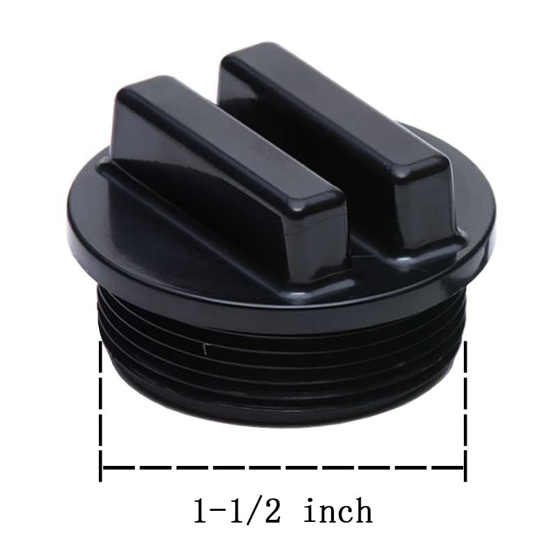 Black 1-1/2" Threaded Pool Filter Drain Plug Cap Winterizing Plug