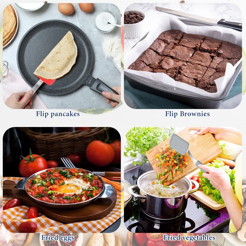Gejoy 4 Pcs Silicone Cookie Spatula Turner Mini Brownie Spatula