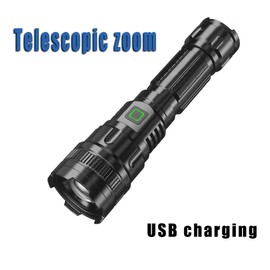 qing shuang Charging Zoom Strong Light P50 Flashlight Outdoor Lighting Waterproof Aluminum Alloy Flashlight Portable Home Use
