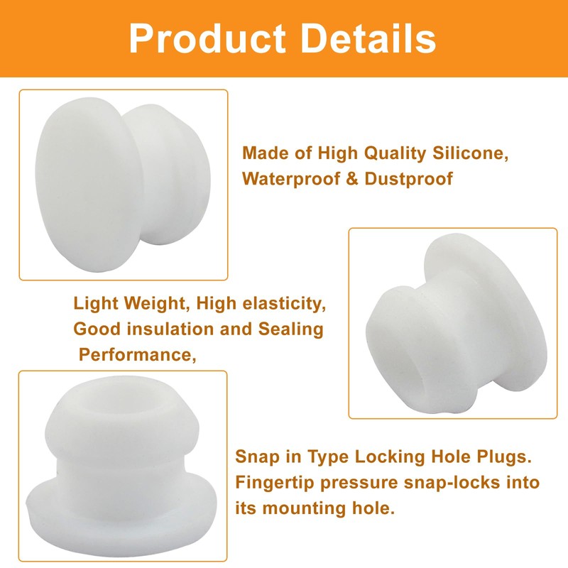 Murtenze 20PCS 8mm/0.31 Inch Silicone Hole Plugs Snap in Locking,