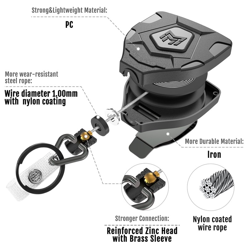 MNGARISTA Heavy Duty Retractable Badge Reel, 8 oz 31.5'' Keychain,