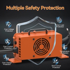 FcotMiue Upgrade 18 Amp 48 Volt Golf Carts Battery Charger for EZGO RXV & TXT Lead-Acid Battery Smart Trickle Charger with 3-pin Triangular Plug IP67 Waterproof