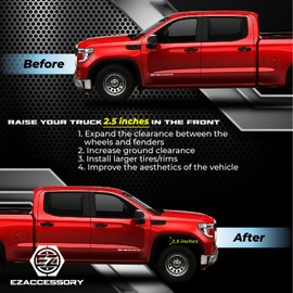 EZAccessory 2.5" Front Leveling Lift Kit, Fits Chevy & GMC Models 2007-2023 - Silverado 1500, Sierra, Tahoe, Yukon, RWD/4WD - 2.5 Inch Strut Spacers Suspension Leveling Kit