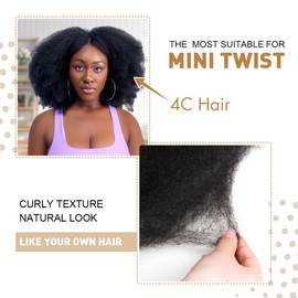 Vecago Afro Kinkys Bulk Human Hair, 12 inch 4c Curly Hair for Permanent Sister Locs/Mini Twists/Braids/Repair Can Dye and Bleach(50 Gram),#350