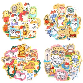 120Pcs Scrapbook Stickers, Mini Size Cute Cat Journaling Stickers Supplies, 4 Series Cute Cat Design, Scrapbook Stickers Decals for Travel Case, Laptop, Planners, Calendars, Scrapbook, Suitcase, Notebooks