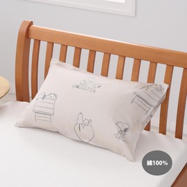 Nishikawa PJ04245618 Snoopy Pillow Case, Compatible with Pillows 24.8 x 16.9 inches (63 x 43 cm), Washable, 100% Smooth Cotton, Smooth Satin Fabric, Inside Cover Type, Made in Japan, Beige, Made in
