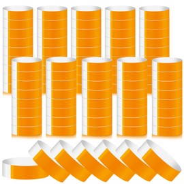 1000 Packs Paper Wristbands for Events, Orange Waterproof Neon Wrist Bands Arm Bracelets Identification Bracelets Wristbands for Concert Club Bar Entrance Admission Party