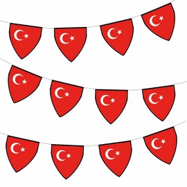 AK Giftshop Turkey Pennant Flag Bunting Birthday Wedding Events Decorations - 12pcs / 2.5m Ribbon