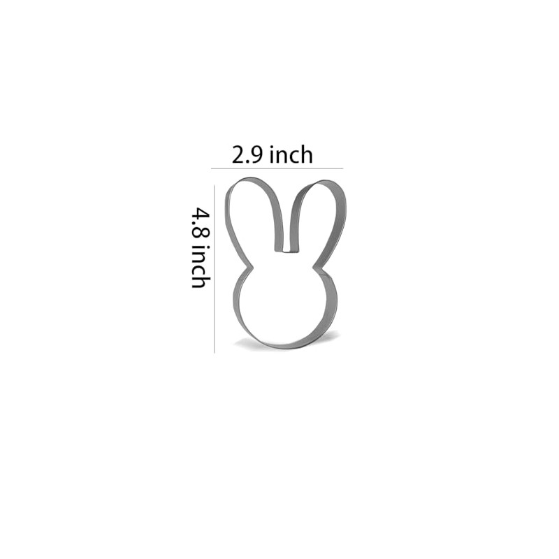 Keewah Easter Bunny Rabbit Face Cookie Cutter, 4.8”, Stainless Steel