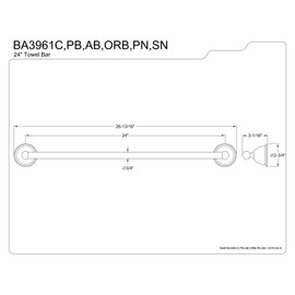 Kingston Brass BA3961C Restoration Towel Bar, 24-Inch, Polished Chrome