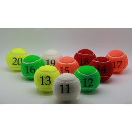 Price's Number Tennis Balls Pack 2 Mix Colours 11-20 Made in the UK