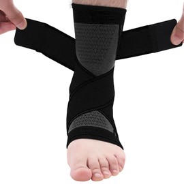 YINGDIHUT 1 Par Ajustable Tobillera para Esguince Ortopédica, Tobilleras Deportivas de Compresión, Esguinces Antideslizante Soporte de Tobillo Súper Elástico Transpirable，para Fitness、Tensión en el Tobillo (Negro-L)