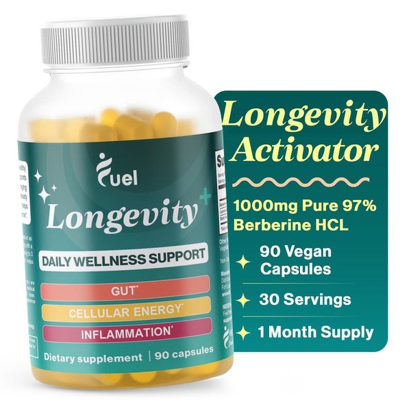 Longevity+ Daily Wellness Supplement – 90 Vegan Capsules for Cellular