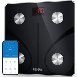 RENPHO Elis 1 Smart Scale with App Sync, Bluetooth Weighting Scale Body Fat Monitor and BMI Calculation, Fit Healthcare Analyzer, 400lbs:_Black