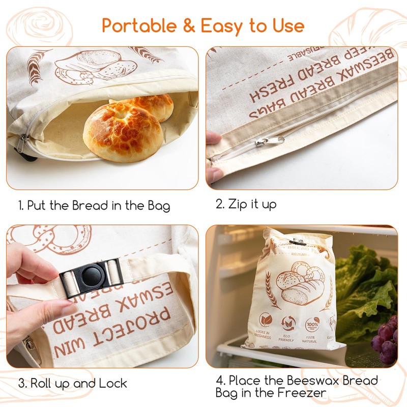 Project wine Reusable Bread Bags for Homemade Bread (2 Pack),