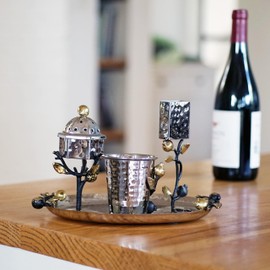 Yair Emanuel Havdallah Set - Stainless Steel - Pomegranates