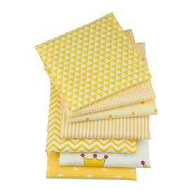 CraftsFabrics 7pcs/Lot (16"x20") Printed 100% Cotton Fat Quarters Fabric Bundles for Quilting, Scrapbooking, Arts & Crafts, DIY Projects, Collage | Yellow Fabric, Quilting Fabric, Material for Sewing