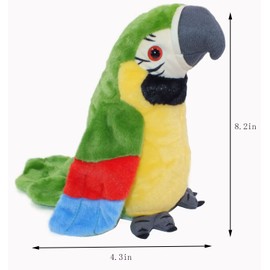 Talking Parrot Repeats Upgrade Newest Talking Parrot What You Say with Cute Voice - Electronic Pet Talking Plush Parrot for Child Kids Gift Party Plush Toy Gift Birthday Gift Kids Early Learning