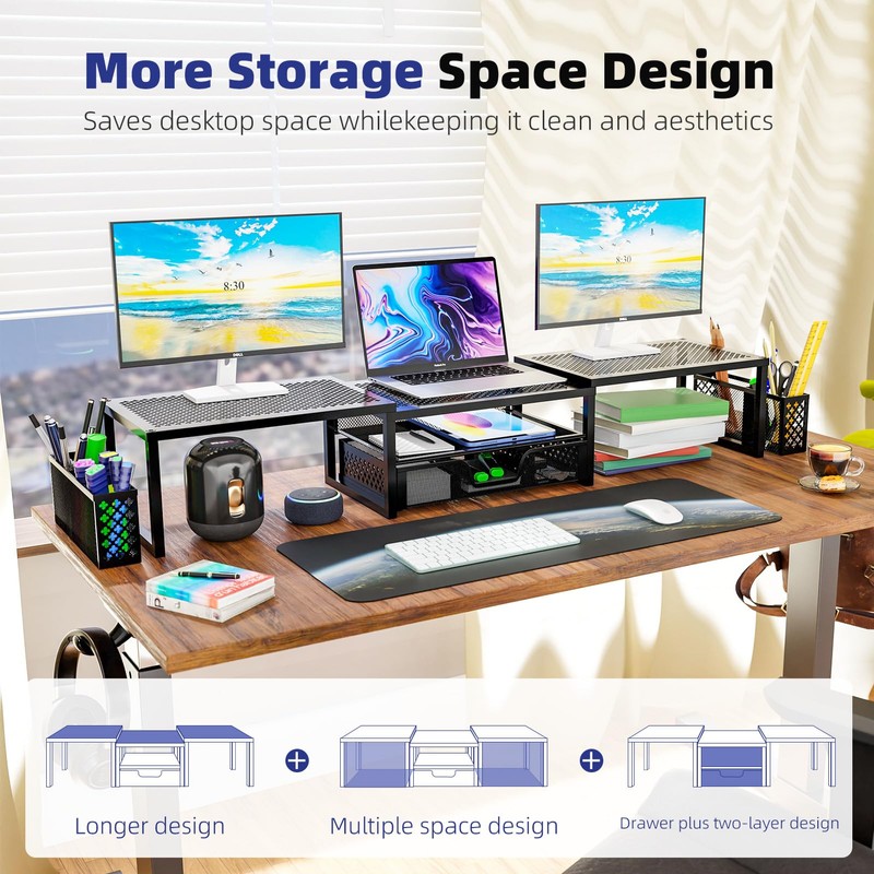Simple Trending Monitor Stand Riser, Adjustable Angle Computer Desk Organizer