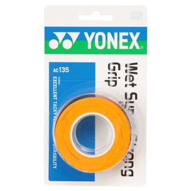 YONEX Tennis Badminton Grip Tape Wet Super Strong Grip (Pack of 3) AC135 Bright Orange