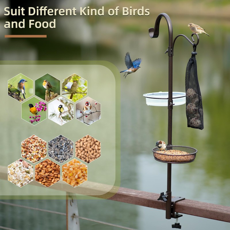 ERYTLLY Deck Hook Bird Feeder Pole Bird Feeder Porch Multi