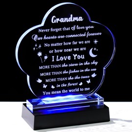Gifts for Grandma from Granddaughter Crystal with Colorful Light Base, Grandma Birthday Gifts Mothers Day Thanksgiving Christmas Grandma Gifts Ideas