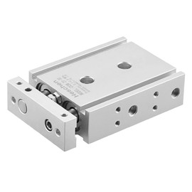 Heschen Dual Aluminum Air Cylinder, CXSM 25-30, Guide Rod Plate Double Rod Guided Pneumatic Slide Bearing Cushioned, 25mm Bore, 30mm Stroke, Double Acting