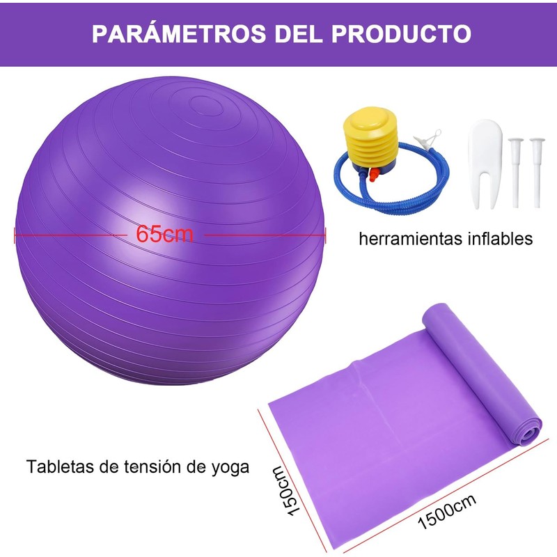 Pelota Pilates de 65 cm, Gruesa y Antiexplosiva