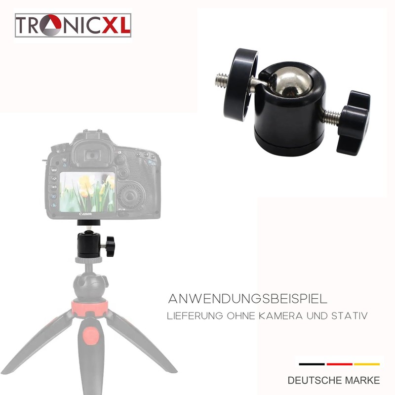 TronicXL 360° Metal Ball Head Tripod Adapter 1/4 Inch Tripod