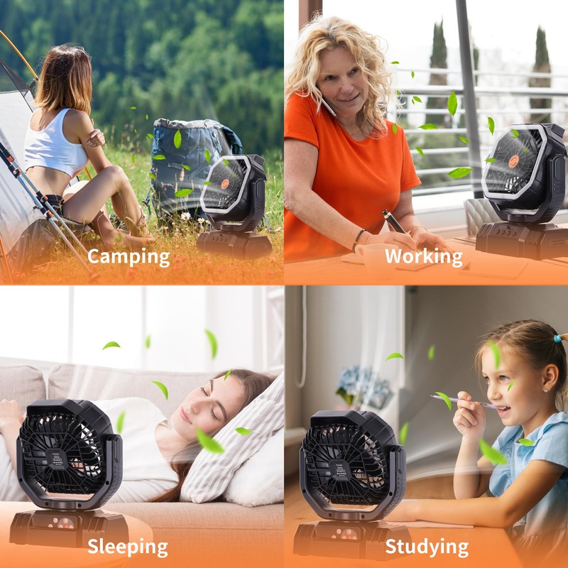 AVV 20000mAh High Speed Portable Camping Rechargeable Fan with Remote
