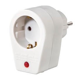Hama Socket adapter, surge protection (earthing contact plug, increased touch protection, adapter, earthed contact socket, travel accessories, travel plug, socket adapter, 1 way) white