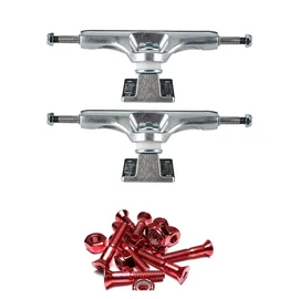 Slappy Truck Company ST1 Inverted Polished Skateboard Trucks - 5.4" Hanger 8.0" Axle with 1" Anodized Red Hardware - Bundle of 2 Items