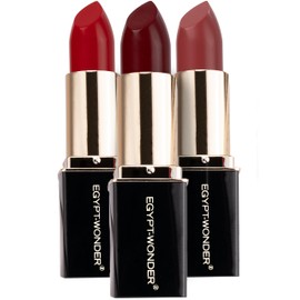 EGYPT-WONDER® Day+Night Lipstick Set - 3 x Lipstick in Cherry, Mulberry & Champagne - Vegan, Nourishing & Colour-Intensive - No Microplastics - Creamy Texture - Made in Germany