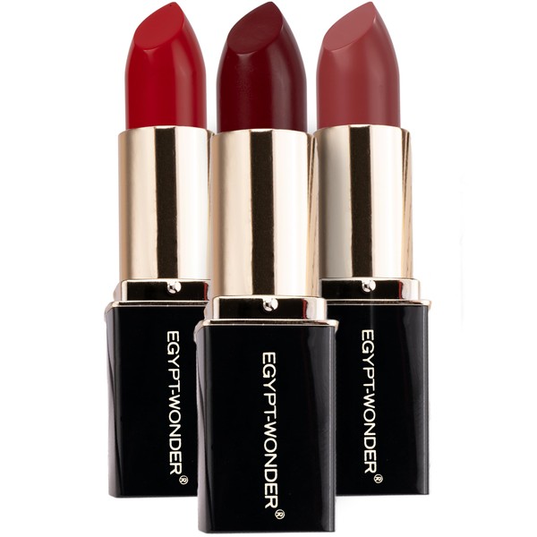 EGYPT-WONDER® Day+Night Lipstick Set - 3 x Lipstick in Cherry,