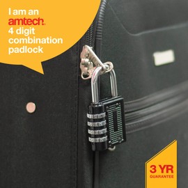Amtech T1140 4 Digit Combination Padlock Black