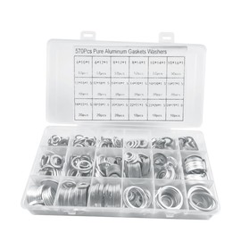 Mandark 570 PCS 18 Sizes Car Oil Crush Washers Assortment Kit, Aluminum Auto Engine Oil Drain Plug Gasket, Assorted Sizes M6 M8 M10 M12 M14 M16 M18 M20 M22 M24 for Vehicle Use, Universal Fit