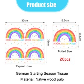 Pack of 20 Napkins Birthday Children, Girls Rainbow Decoration Children's Birthday Colourful Table Decoration, Fancy Dress School Boy Party Colourful Beautiful Birthday Napkins for Carnival Birthdays