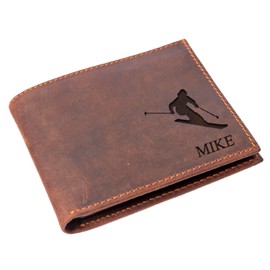 Skier Wallet, Winter sports wallet,Sports Wallet, Engraved Men Wallet, Birthday Gift for men, Christmas Wallet, Wallet Gift