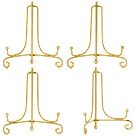 LIONWEI LIONWELI 4 Inch Gold Iron Plate Stand Holder Easel Display Stand for Plate?Picture?Photo and More,4 pcs.