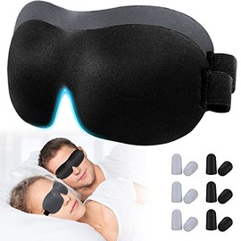 Antifaz para Dormir,Máscara Dormir de 2 Paquetes,100% Bloque de Luz Suave,Ajustable Antifaz 3D de Esponja,con Tapones para Los Oídos,para Hombres y Mujeres,Adecuado para La Oficina,Los Viajes,el Yoga.